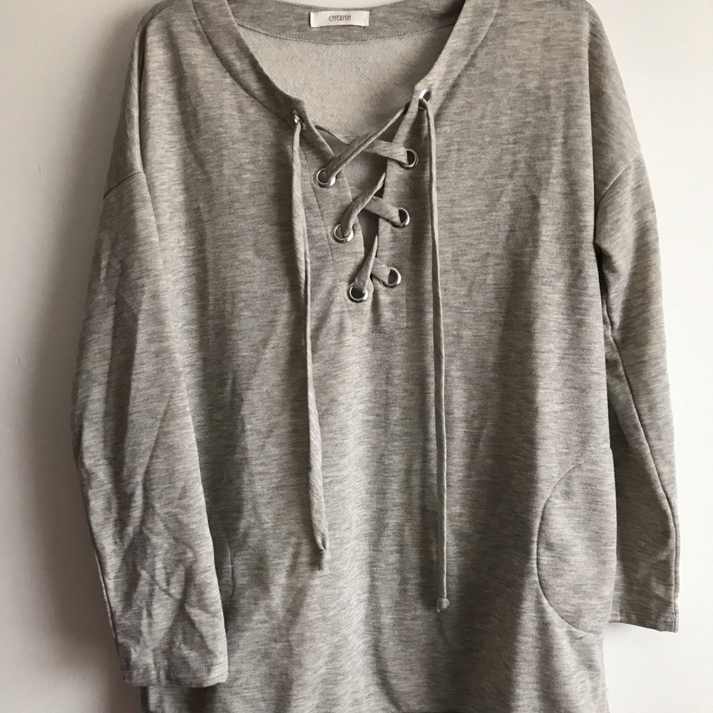 Tie front sweatshirt